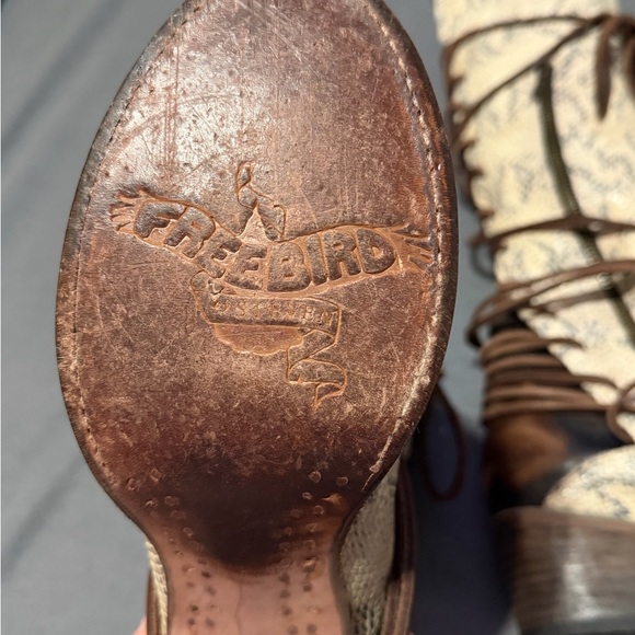 Freebird Coal Size 7 Snakeskin Leather Lace-Up Mid-Calf Heeled Boots - Picture 5 of 9